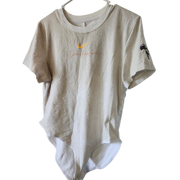 Nike XL Winged Goddess of Victory Short Sleeve Bodysuit One Piece Top Cream - Picture 1 of 8